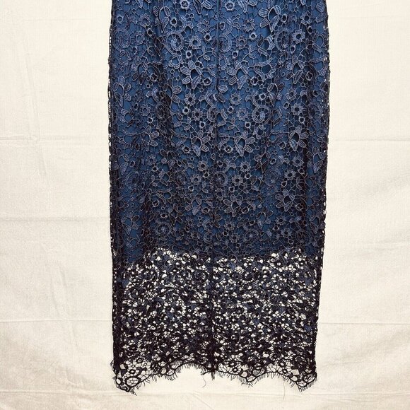 ML Monique Lhuillier Navy Off-Shoulder Lace Cocktail Dress Size 0 Worn Once - Picture 10 of 11